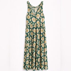 LC Lauren Conrad Green Maxi Dress with Cream & Yellow Floral Print